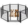 LinkRomat Dog Playpen Outdoor, 8 Panel Dog Fence 24'' Exercise Pet Pen for Small Dogs, Portable Dogs Playpen for RV Camping Garden Yard, Black