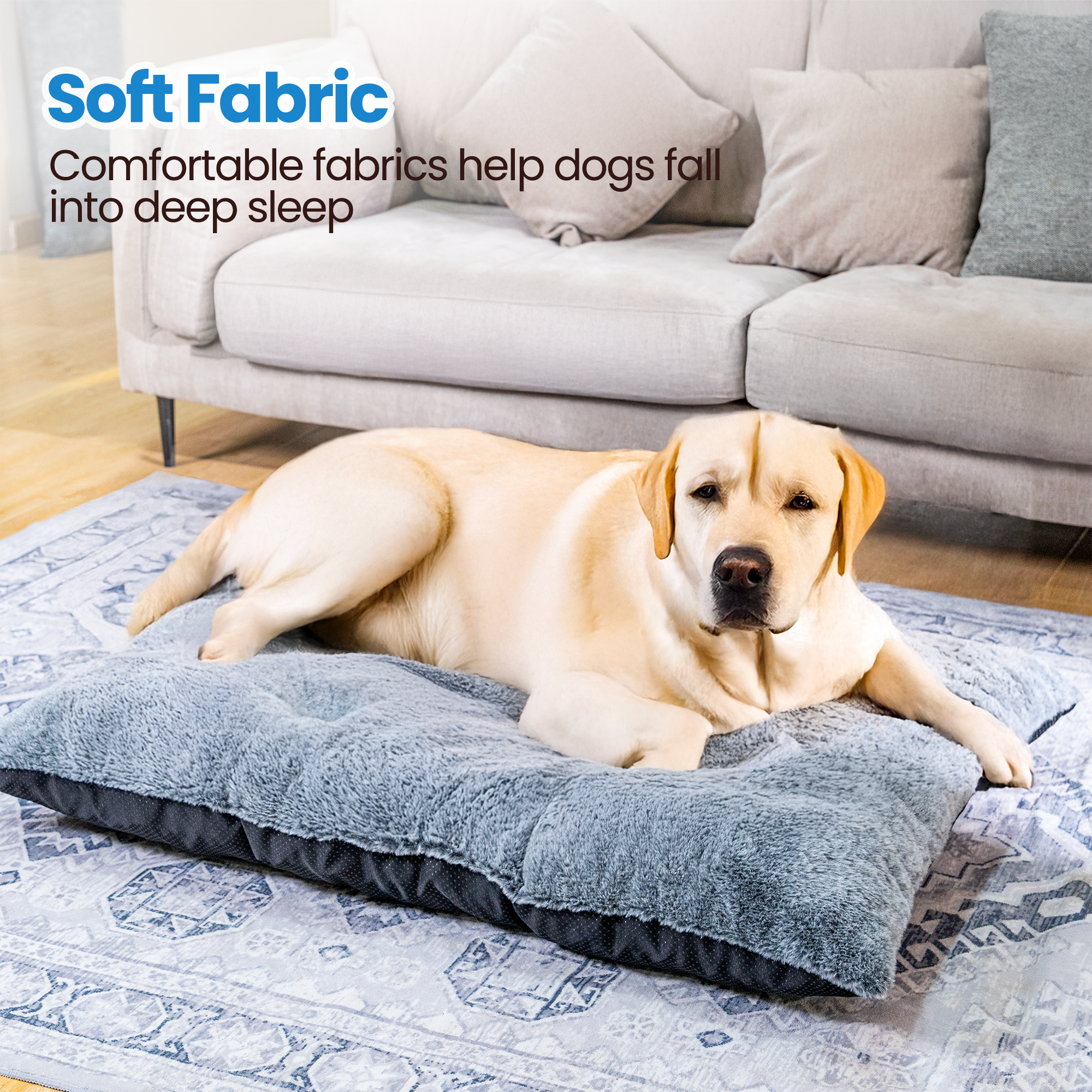 LinkRomat Washable Dog Bed for Small Dogs Dog Crate Mat 32 Inch Comfy Fluffy Kennel Pad Anti-Slip for Dogs Up to 60 lbs, 32" x 21"