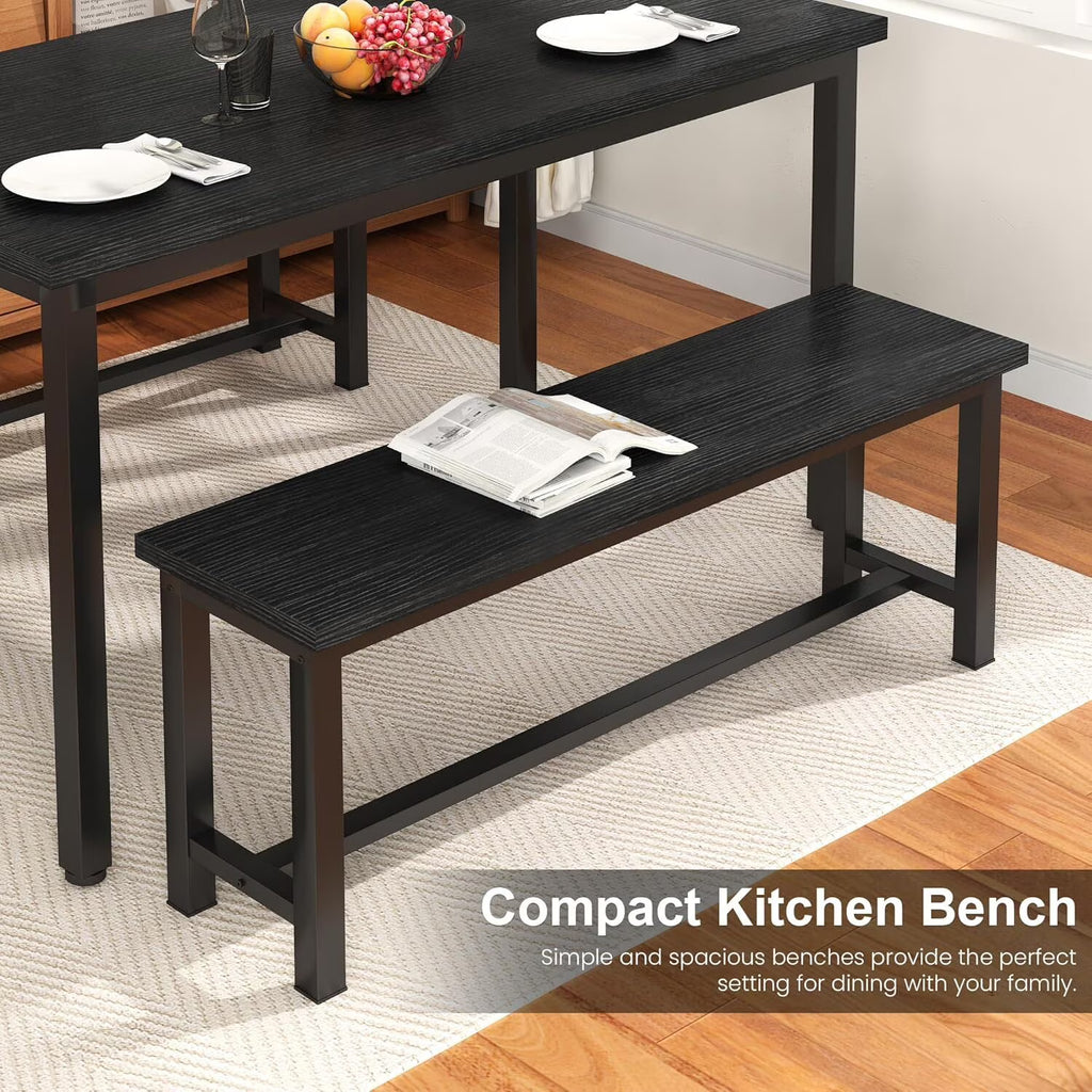 MOOSENG 2 Pack 39 Inch Industrial Dining Bench Set of 2 Black Kitchen Bench with Metal Legs Durable and Stable for Dining Room Living Room Bedroom Entryway
