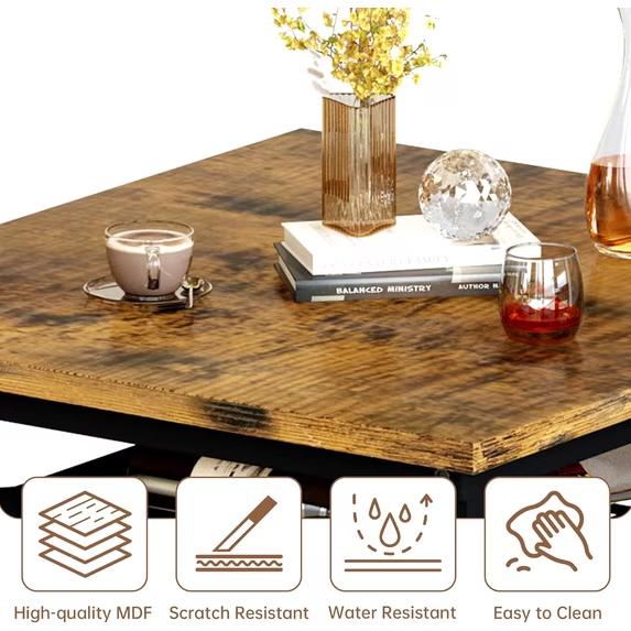 Cvortll 3-Piece Dining Table Set for 2,Wooden Farmhouse Dining Table with Storage,Square Kitchen Table Set for Dining Room,Small Space