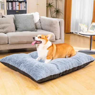 LinkRomat Dog Bed for Large and Medium Dogs,Soft Faux Fur Crate Mat,High-Density Foam Pet Mattress with Anti-Slip Bottom(43.7inch)