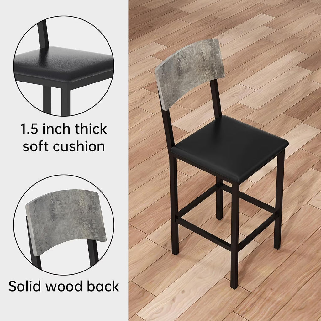 MOOSENG 5-Piece Counter Height Dining Table Set, Square Kitchen Table Set for 4 & 4 Velvet Bar Stools, Modern High Top Compact Dining Set Table for Small Spaces