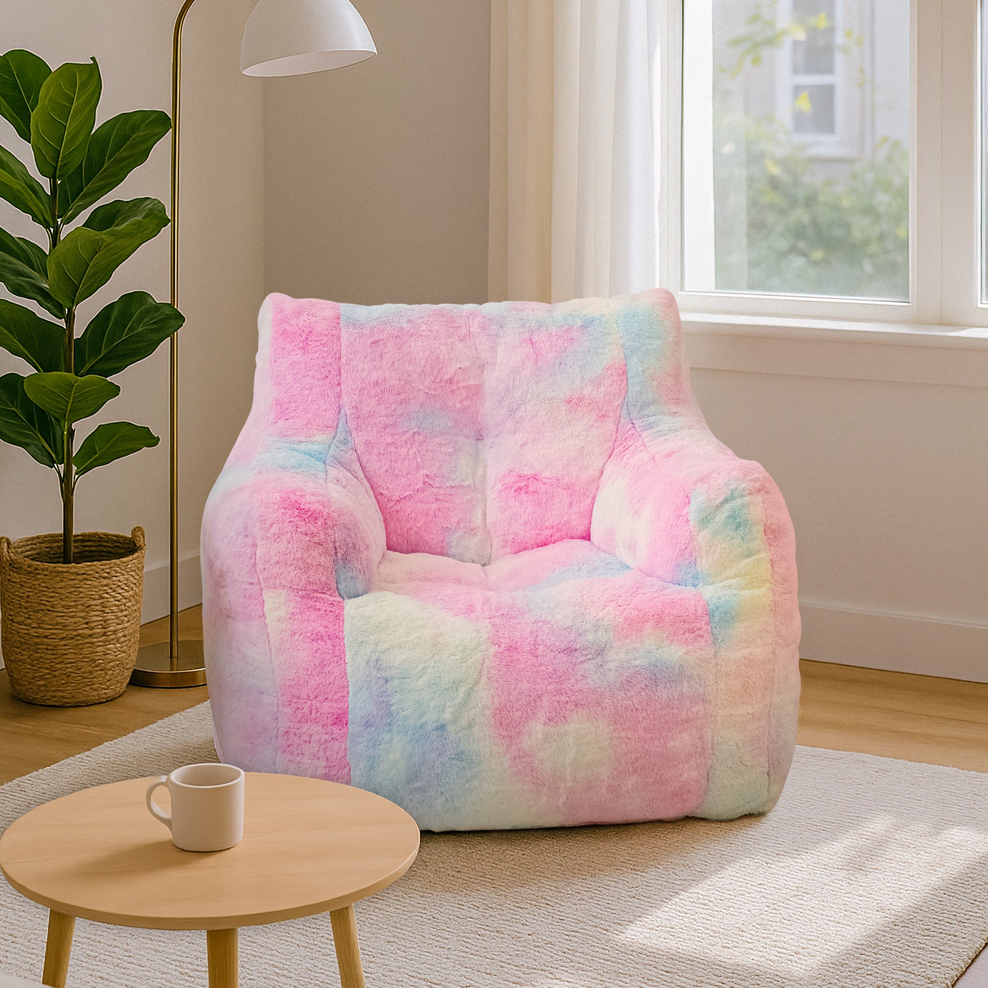LinkRomat Bean Bag Chair, Bean Bag Sofa with Tufted Soft Stuffed Filling, Fluffy and Lazy Sofa with Premium Memory Foam Filler for Living Room, Bedroom, Dorm