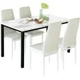 LinkRomat 5-Piece Faux Marble Dining Table Set, Rectangular Table and 4 PU Leather Chairs,Kitchen Table and Chairs for Dining Room,Living Room,Breakfast Nook Black