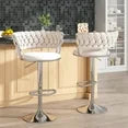 LinkRomat Bar Stools Set of 2 - Adjustable Height Swivel Kitchen Stools with Low Back, Black Velvet Barstools for Dining Room, Breakfast Bar