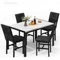 LinkRomat 5-Piece Dining Table Sets, Modern Faux Marble Tabletop & 4 Velvet Chairs, Space Saving Kitchen Table Set for Small Spaces, Dining Room, Kitchen, White & Blue
