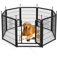 LinkRomat Dog Playpen Outdoor, 8 Panel Dog Fence 24'' Exercise Pet Pen for Small Dogs, Portable Dogs Playpen for RV Camping Garden Yard, Black