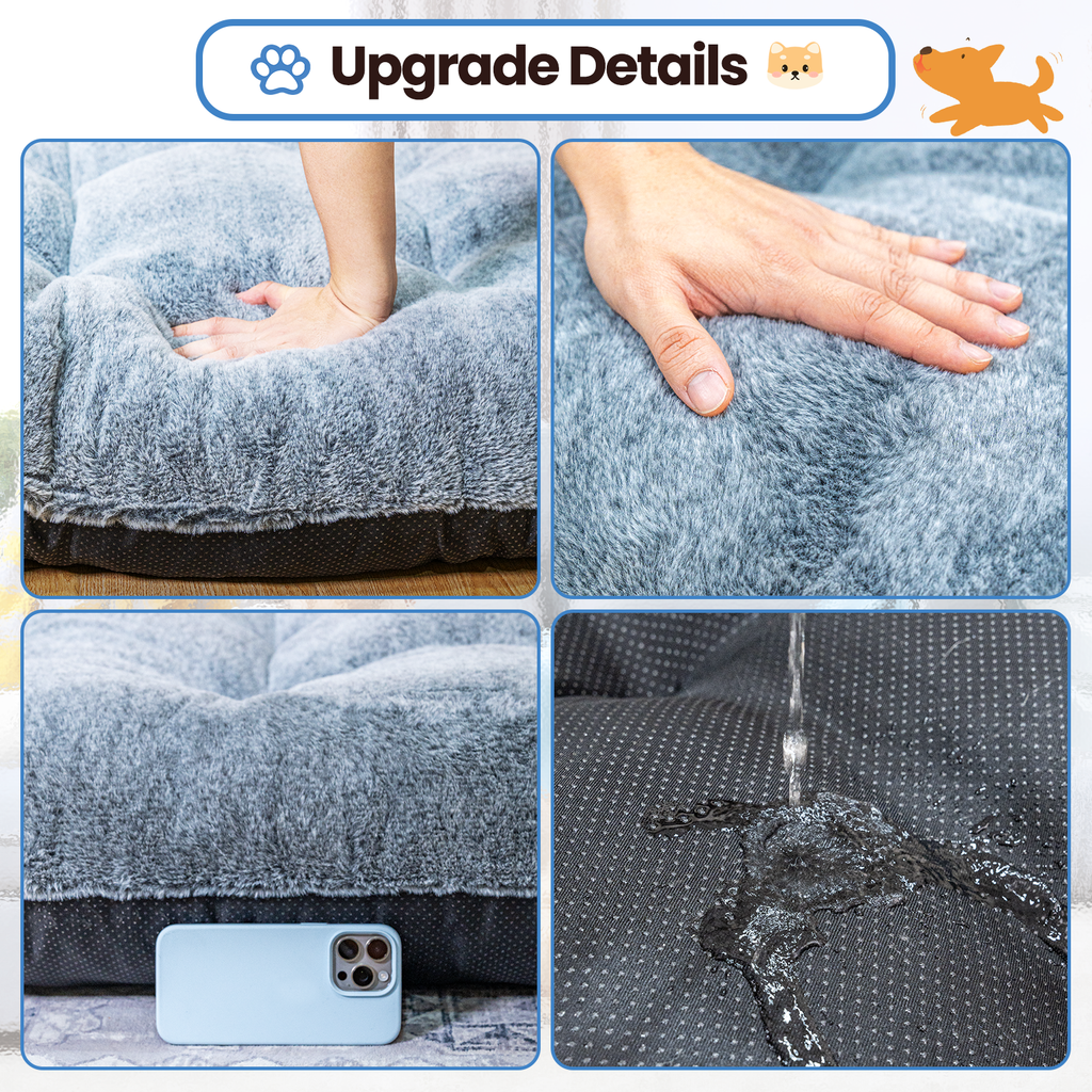 LinkRomat Washable Dog Bed for Small Dogs Dog Crate Mat 32 Inch Comfy Fluffy Kennel Pad Anti-Slip for Dogs Up to 60 lbs, 32" x 21"