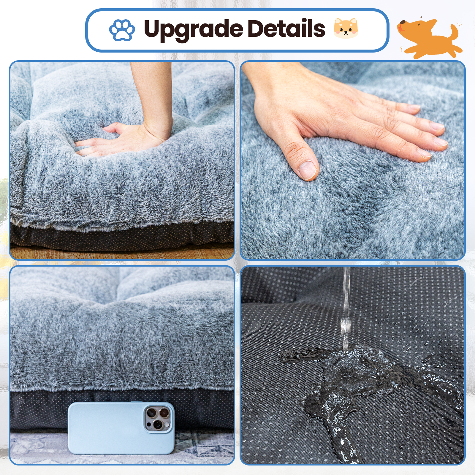 LinkRomat Washable Dog Bed for Small Dogs Dog Crate Mat 32 Inch Comfy Fluffy Kennel Pad Anti-Slip for Dogs Up to 60 lbs, 32" x 21"