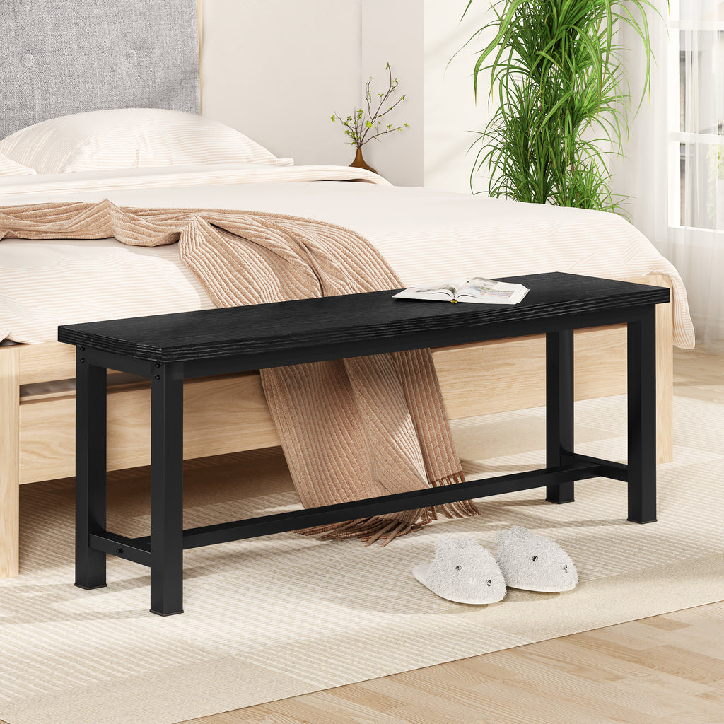 LinkRomat Dining Benches Set of 2, 39" Breakfast Nook Benches with Metal Legs, Rustic Entryway or Dining Room Bench for Small Spaces