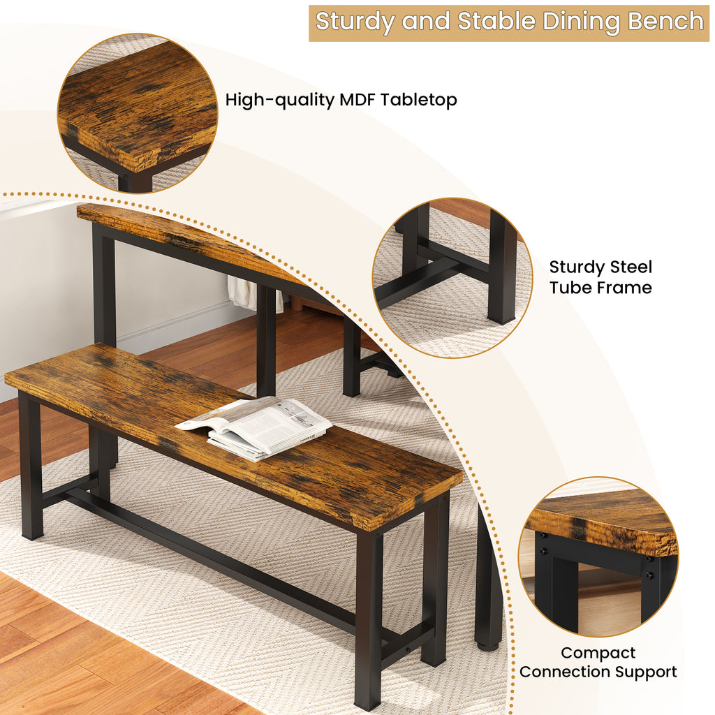 LinkRomat Dining Benches Set of 2, 39" Breakfast Nook Benches with Metal Legs, Rustic Entryway or Dining Room Bench for Small Spaces