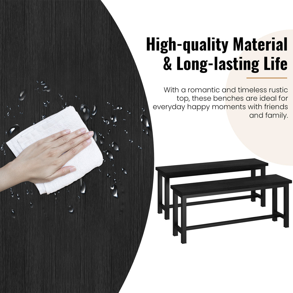 LinkRomat Dining Benches Set of 2, 39" Breakfast Nook Benches with Metal Legs, Rustic Entryway or Dining Room Bench for Small Spaces