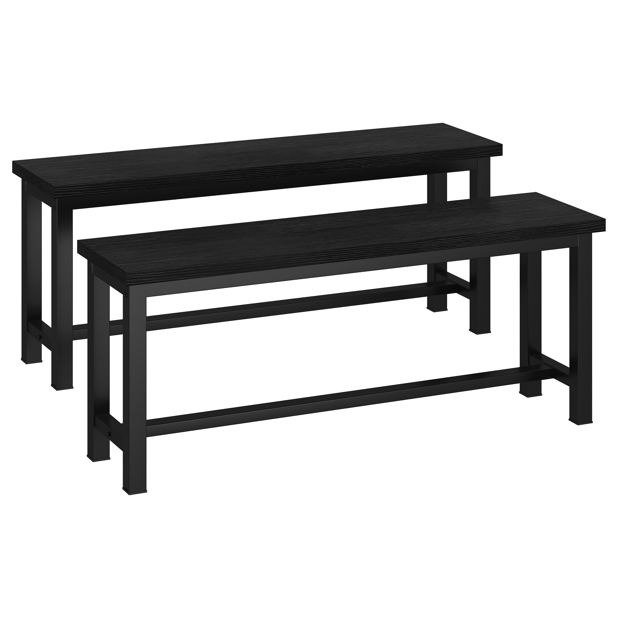 LinkRomat Dining Benches Set of 2, 39" Breakfast Nook Benches with Metal Legs, Rustic Entryway or Dining Room Bench for Small Spaces