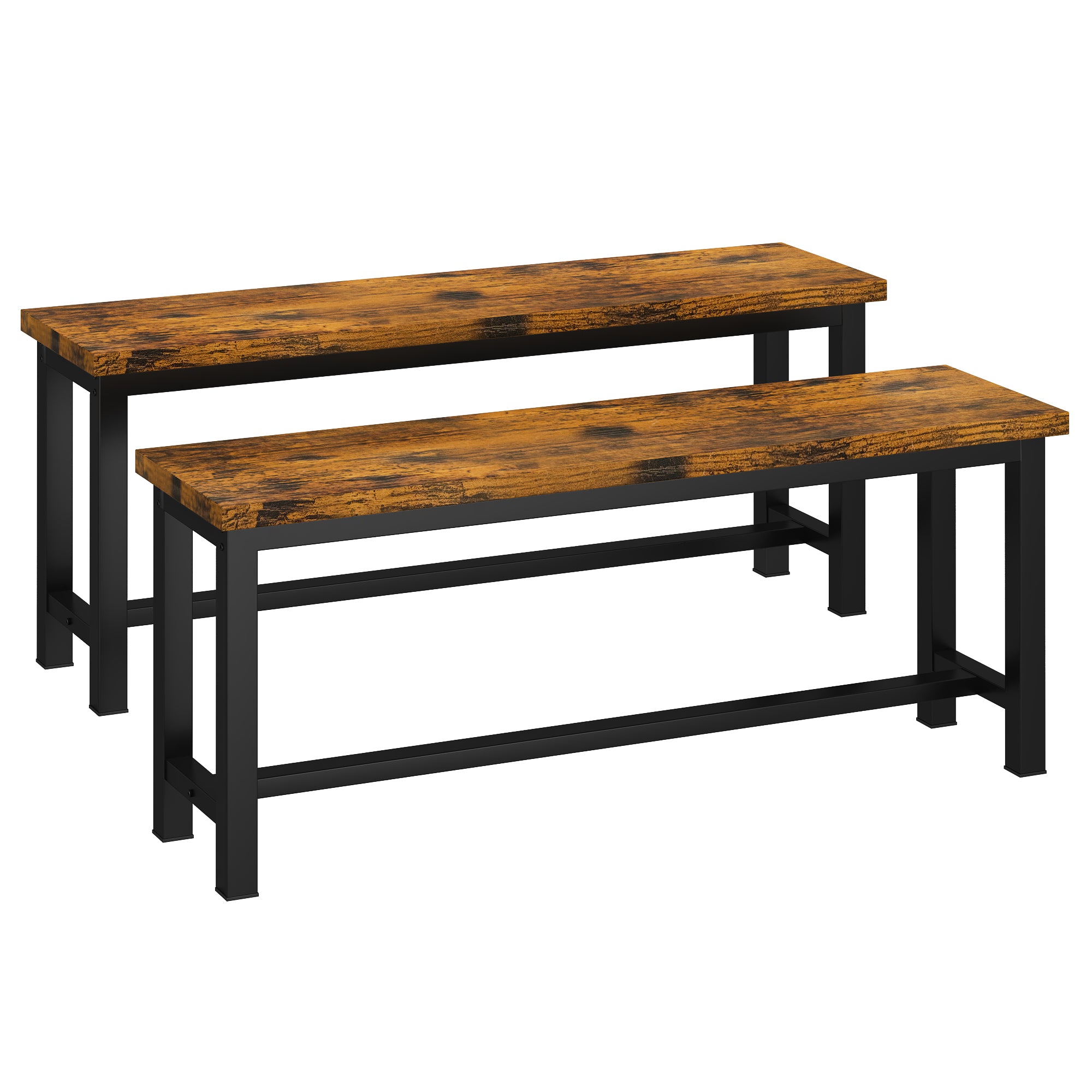 LinkRomat Dining Benches Set of 2, 39" Breakfast Nook Benches with Metal Legs, Rustic Entryway or Dining Room Bench for Small Spaces