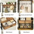 LinkRomat Hall Tree, Entryway Coat Rack with Drawer, Industrial 5 in 1 Entryway Bench with Storage Shoe Rack and 12 Hooks, Freestanding Home Organizer with Shelf & Grid Panel, Anti-Dumping