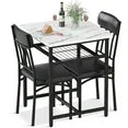 LinkRomat 3-Piece Dining Table Set, Square Industrial Compact Bistro Table with 2 Upholstered Chairs, Built-in Storage Rack, Kitchen Breakfast Nook, Modern Dining Set for Kitchen & Dining, White