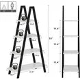 LinkRomat 4-Tier Ladder Bookshelf, Standing Bedroom Ladder Shelf, Open Display Shelves, Plant Stand Shelf Indoor, MDF Bookshelves for Living Room, Office, Small Spaces