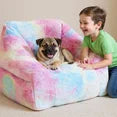 LinkRomat Bean Bag Chairs for Kids, 27" Modern Rainbow Colors Beanbag Sofa with Sponge Filling & Comfy Soft Faux Fur, Kids Teens Bean Bags Chair Sofa for Bedroom, Living Room