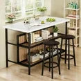 LinkRomat Kitchen Island with Stools & Storage, 3 Piece Modern Bar Table Set for 2, Small Kitchen Table for Apartment, Home Bar, Dining Room, White
