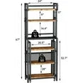 LinkRomat Farmhouse Bathroom Organizer Shelves Over Toilet,6-Tier Over The Toilet Rack with Storage Cart,Space Saver Toilet Shelf Rack with 6 Hooks,Brown