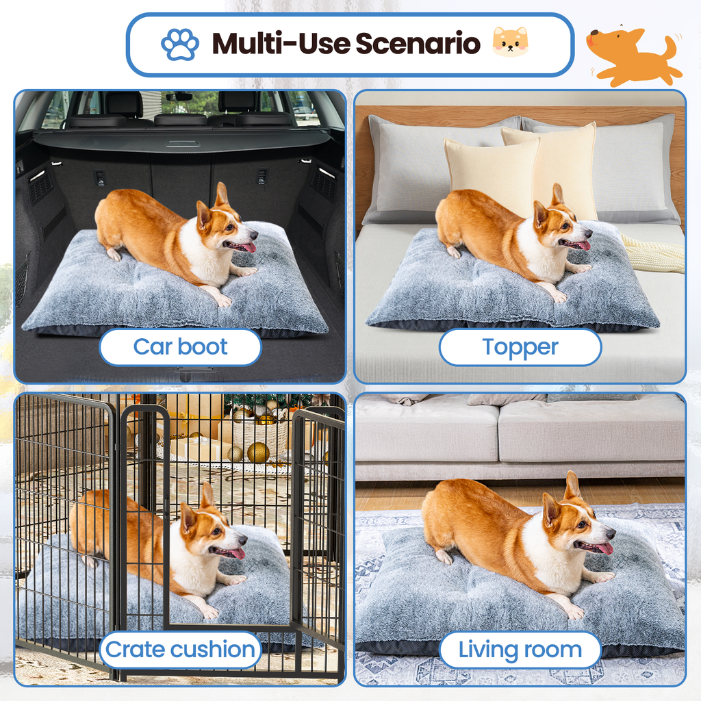 LinkRomat Washable Dog Bed for Small Dogs Dog Crate Mat 32 Inch Comfy Fluffy Kennel Pad Anti-Slip for Dogs Up to 60 lbs, 32" x 21"