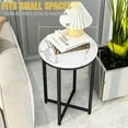 LinkRomat Marble Side Table Set of 2, Small Round End Table with Metal Frame, Bedside Corner Table for Living Room & Bedroom, Gold