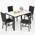 LinkRomat 5-Piece Marble Dining Table Set, Modern Kitchen Table and 4 Upholstered Black PU Chairs for Dining Room, Dinette, Compact Space Saving Dining Furniture Set, Table Edging