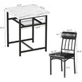 LinkRomat 3-Piece Dining Table Set, Square Industrial Compact Bistro Table with 2 Upholstered Chairs, Built-in Storage Rack, Kitchen Breakfast Nook, Modern Dining Set for Kitchen & Dining, White