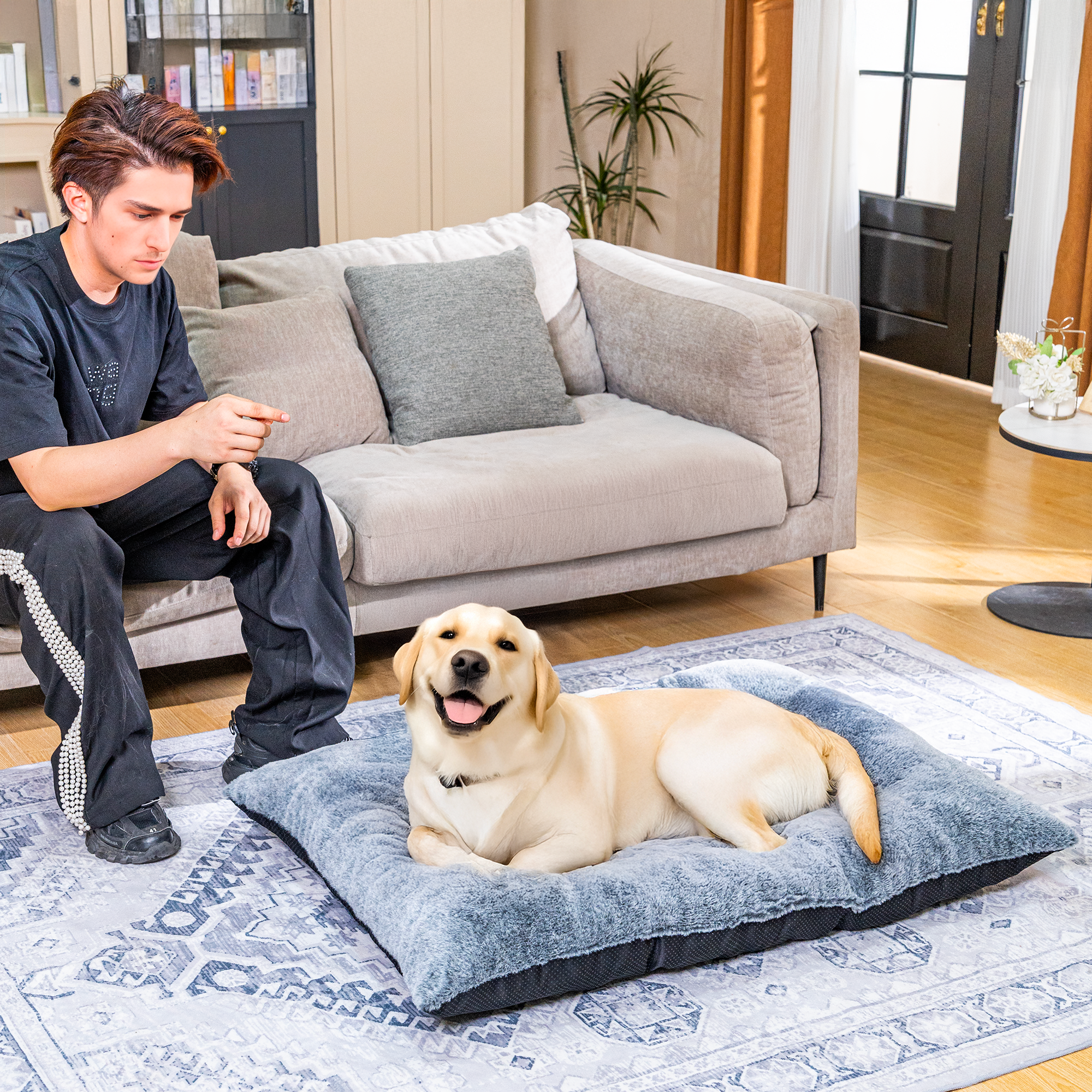 LinkRomat Washable Dog Bed for Small Dogs Dog Crate Mat 32 Inch Comfy Fluffy Kennel Pad Anti-Slip for Dogs Up to 60 lbs, 32" x 21"