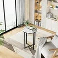 LinkRomat Marble Side Table Set of 2, Small Round End Table with Metal Frame, Bedside Corner Table for Living Room & Bedroom, Gold
