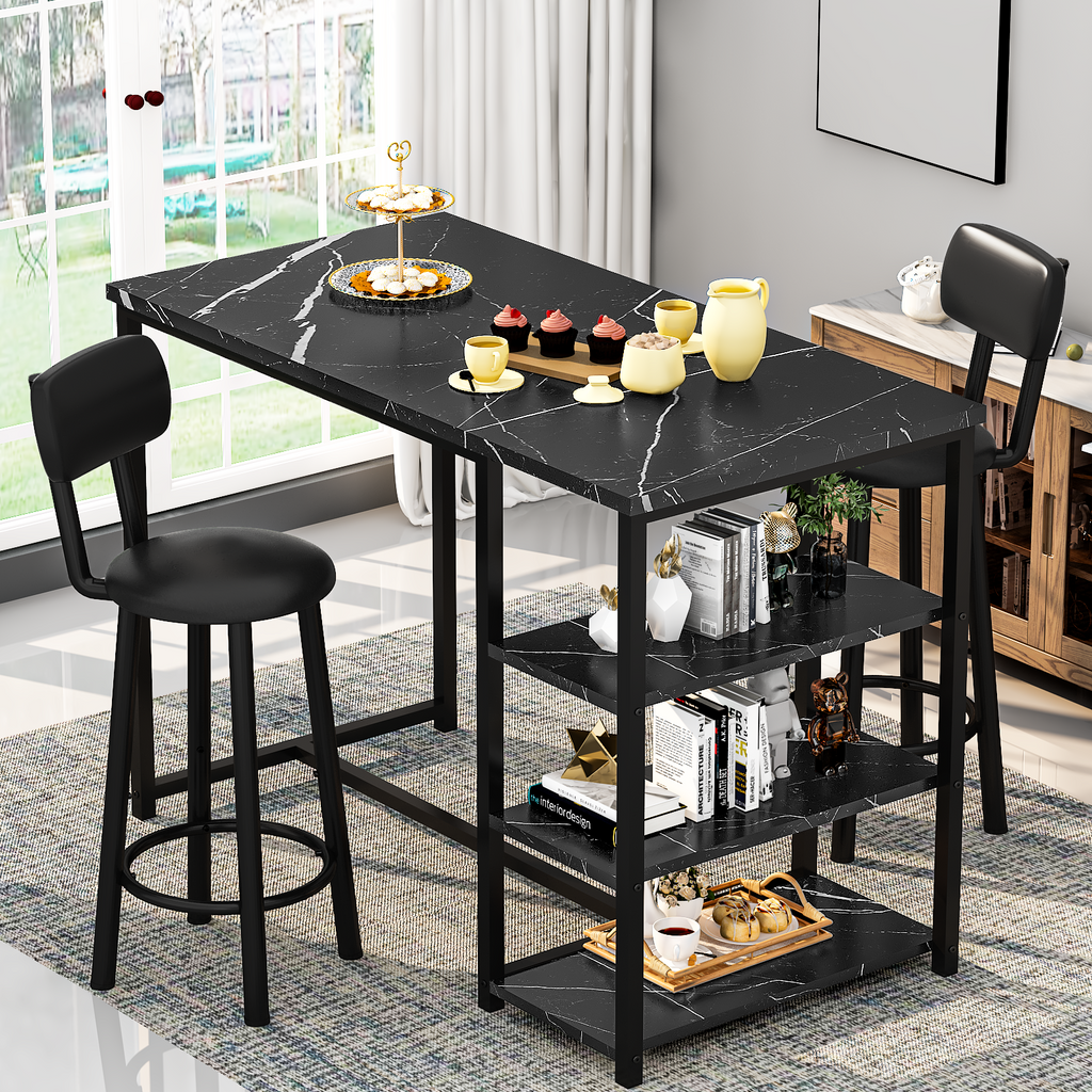 LinkRomat 7-Piece Dining Table Set for 6 with Faux Leather Chairs, Modern Kitchen & Dining Room Table Set, Rectangular Dinner Table and Chairs for 6 People