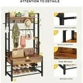 LinkRomat Hall Tree, Entryway Coat Rack with Drawer, Industrial 5 in 1 Entryway Bench with Storage Shoe Rack and 12 Hooks, Freestanding Home Organizer with Shelf & Grid Panel, Anti-Dumping