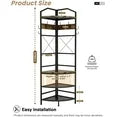 LinkRomat 4-Tier Corner Hall Tree with Hooks and Shoe Storage, Industrial Entryway Coat Rack with Bench, Rustic Wood and Metal Organizer for Small Spaces