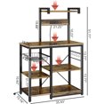 LinkRomat Bakers Rack with Storage Cabinet, Kitchen Bakers Rack Microwave Stand & Coffee Bar Cabinet with 5 S-Hooks, Rustic Kitchen Shelf Organizer