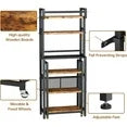 LinkRomat Farmhouse Bathroom Organizer Shelves Over Toilet,6-Tier Over The Toilet Rack with Storage Cart,Space Saver Toilet Shelf Rack with 6 Hooks,Brown