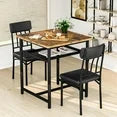 LinkRomat 3-Piece Dining Table Set, Square Industrial Compact Bistro Table with 2 Upholstered Chairs, Built-in Storage Rack, Kitchen Breakfast Nook, Modern Dining Set for Kitchen & Dining, White