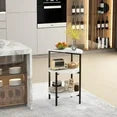 LinkRomat Marble Side Table Set of 2, 3-Tier Small Round End Table with Metal Frame, Bedside Corner Table for Living Room & Bedroom, White+Gold