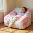 LinkRomat Bean Bag Chairs for Kids, 27" Modern Rainbow Colors Beanbag Sofa with Sponge Filling & Comfy Soft Faux Fur, Kids Teens Bean Bags Chair Sofa for Bedroom, Living Room