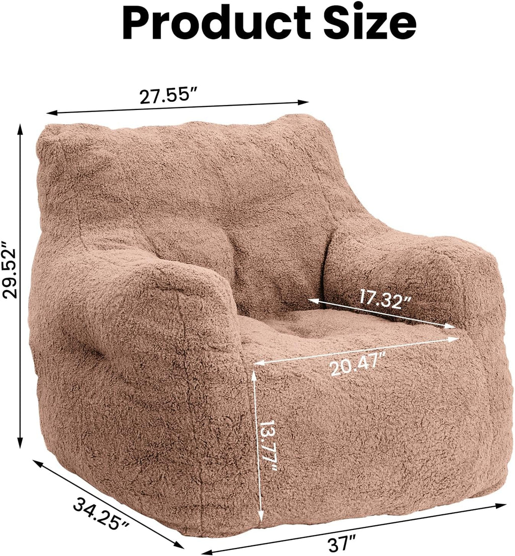 LinkRomat Bean Bag Chair, Bean Bag Sofa with Tufted Soft Stuffed Filling, Fluffy and Lazy Sofa with Premium Memory Foam Filler for Living Room, Bedroom, Dorm