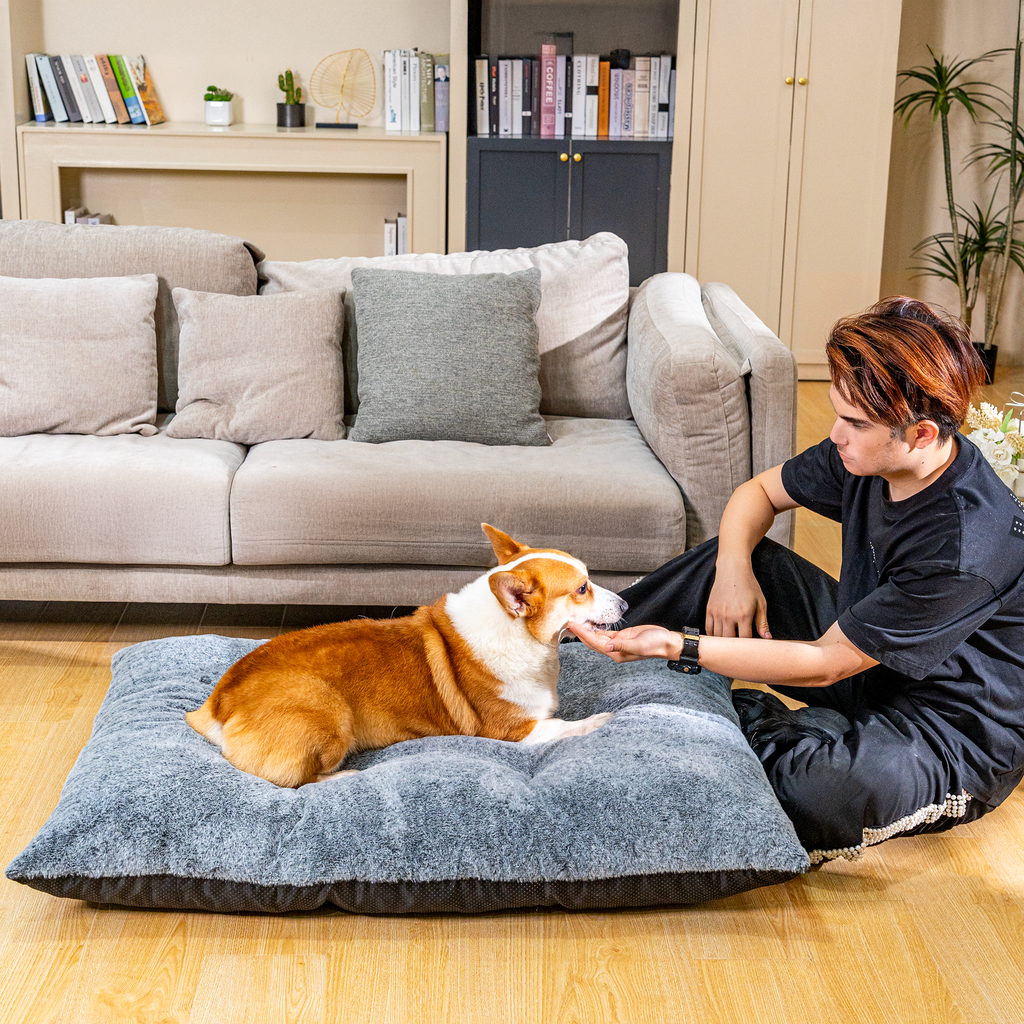 LinkRomat Washable Dog Bed for Small Dogs Dog Crate Mat 32 Inch Comfy Fluffy Kennel Pad Anti-Slip for Dogs Up to 60 lbs, 32" x 21"