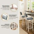 LinkRomat Bar Table and Chairs Set for 2, Marble Kitchen Island Table with 2 PU Bar Stools, Tall Kitchen Table and Chairs with Storage for Small Spaces, Home & Apartment, White