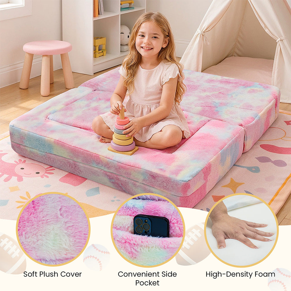 LinkRomat Modular Kids Play Couch, Toddler & Child Sectional Sofa, Glow in Dark, 3-in-1 Convertible Play Couch with High-Density Foam for Boys Girls