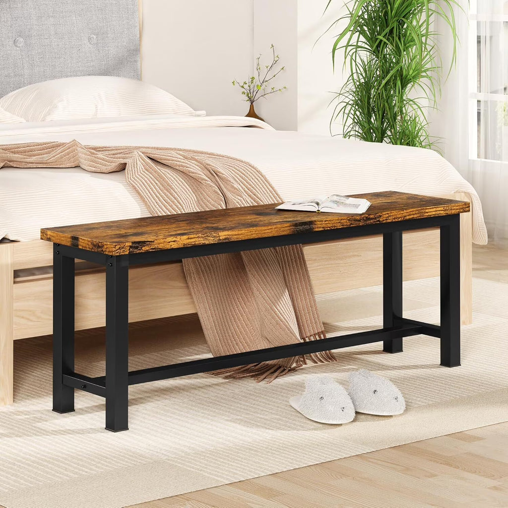 MOOSENG 2 Pack 39 Inch Industrial Dining Bench Set of 2 Black Kitchen Bench with Metal Legs Durable and Stable for Dining Room Living Room Bedroom Entryway