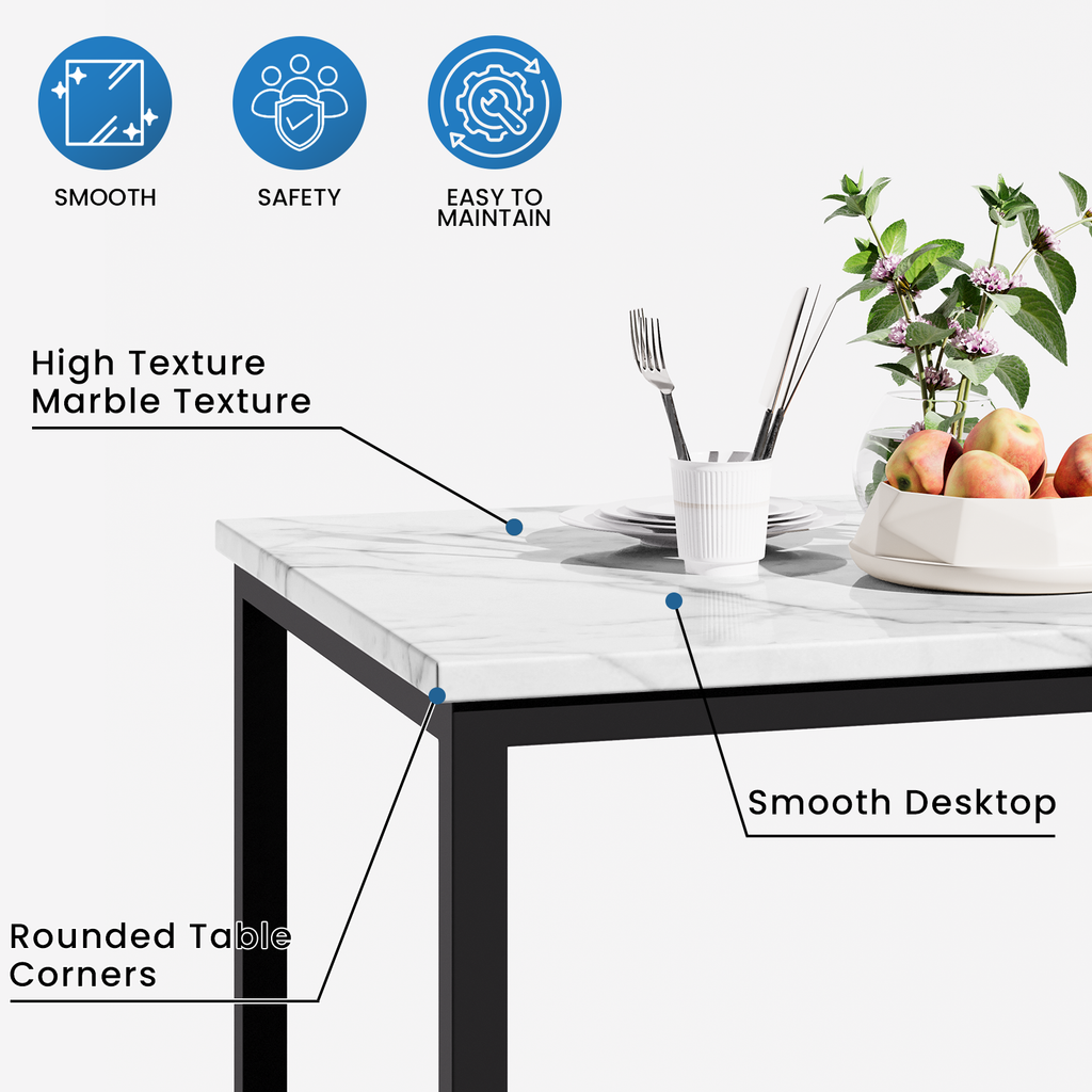 LinkRomat Modern 7 Piece Dining Room Sets for 6, Table Dining Set for 6, Faux Marble Kitchen Table PU Leather Chair for Apartment, Dining Room