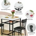 LinkRomat 3-Piece Dining Table Set, Square Industrial Compact Bistro Table with 2 Upholstered Chairs, Built-in Storage Rack, Kitchen Breakfast Nook, Modern Dining Set for Kitchen & Dining, White