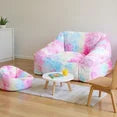 LinkRomat Bean Bag Chairs for Kids, 27" Modern Rainbow Colors Beanbag Sofa with Sponge Filling & Comfy Soft Faux Fur, Kids Teens Bean Bags Chair Sofa for Bedroom, Living Room