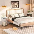 LinkRomat Marble Side Table Set of 2, Small Round End Table with Metal Frame, Bedside Corner Table for Living Room & Bedroom, Gold