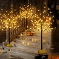 LinkRomat Halloween Tree Set for 3, 4FT 5FT 6FT with 200 LED Lights & 24 Ornaments, Halloween Decorations Home Party Indoor Outdoor