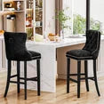 LinkRomat Bar Stools Set of 2, 27''H Velvet Tufted Counter Height Barstools with Back and Footrest, Upholstered Tall Chairs for Kitchen Island, Pub