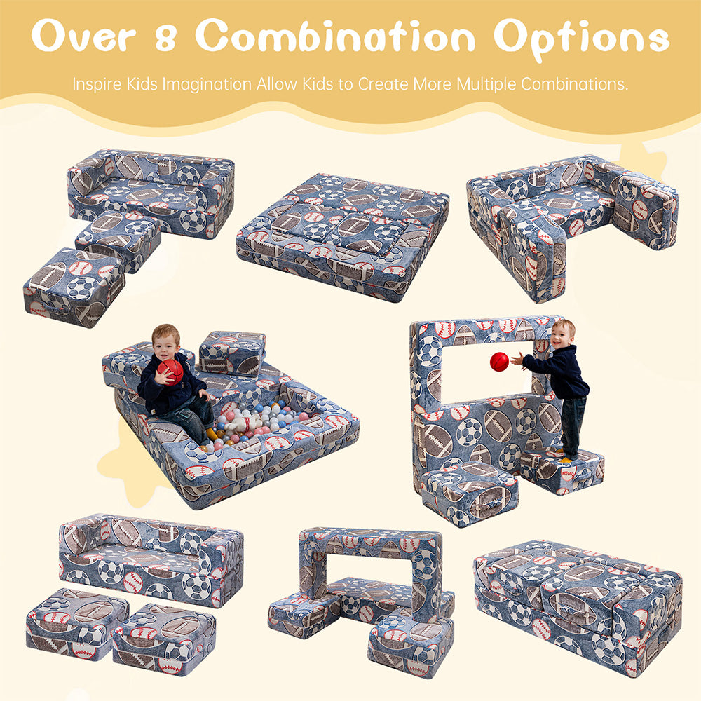 LinkRomat Modular Kids Play Couch, Toddler & Child Sectional Sofa, Glow in Dark, 3-in-1 Convertible Play Couch with High-Density Foam for Boys Girls